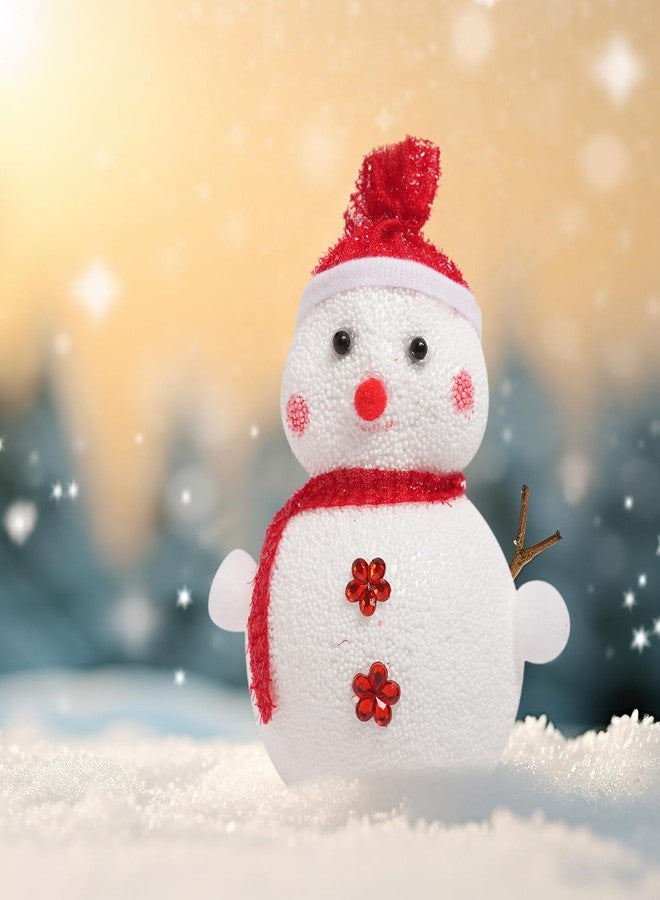 ProKart Christmas Foam Medium Cute Iceman Figure with Elegant Hat for Christmas Party Decor - White Red | Xmas Glowing Snowman Doll Vintage Ornaments Set for Home Decor (Red & White Snowman) - Image 5